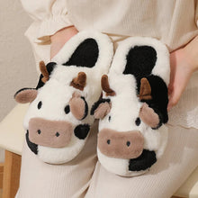 Load image into Gallery viewer, Winter Unisex Cute Cartoon Cow Warm Plush Slippers - # GIAA73610003