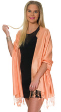 Load image into Gallery viewer, Pashmina Shawls and Wraps for Evening Dresses, Large Soft Pashminas Wedding Shawl Peach - # GIAA231710009