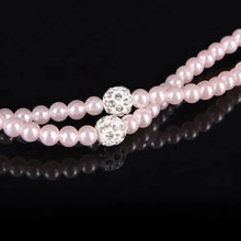Load image into Gallery viewer, Ladies Luxury Pearl Necklace Pink Earphones With Mic Excellent Sound Quality Stereo Earphones For Everyday Use