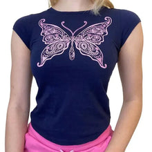 Load image into Gallery viewer, Ladies' Retro Print Crop Tee