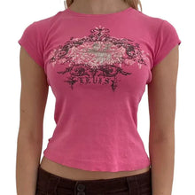Load image into Gallery viewer, Ladies' Retro Print Crop Tee