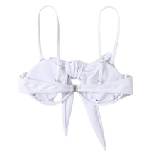 Load image into Gallery viewer, Ladies Summer Solid Color Swimsuit Female Detachable Shoulder Strap Halter Bikini Women's Bikini Swimsuits One Piece Bathing Suits Tie Knot Cutout Swimwear with Crisscross Design