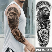 Load image into Gallery viewer, Large Tattoo Sleeve Arm Waterproof Temporary Sticker Tiger Fox For Arm Luxury Colorful Design