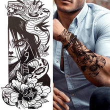Load image into Gallery viewer, Large Wolf Tiger Black Tattoo Sticker Evil Death Temporary Tattoo Waterproof Big Tattoo Stickers For Mens Womens