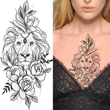 Load image into Gallery viewer, Large Wolf Tiger Black Tattoo Sticker Evil Death Temporary Tattoo Waterproof Big Tattoo Stickers For Mens Womens