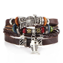 Load image into Gallery viewer, Layered Leather Charm Bracelet