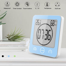 Load image into Gallery viewer, LCD Screen Waterproof Digital Bathroom Digital Bathroom Shower Kitchen Clock Timer with Alarm Waterproof for Water Splashes Visual Countdown Timer Time Management Wall Clock Temperature Humidity Countdown Time Function Wash Shower Hanging Clocks Timer