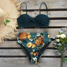 Load image into Gallery viewer, Leaf Print Bikini Female Swimsuit Women's Bathing Suits Triangle Bikini High Waist Bottoms Two Piece Swimsuits Women Swimwear Thong Push Up Bikinis Set High Waist Swimming Suits for Bathing Suit