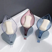 Load image into Gallery viewer, Leaf Shape Soap Box Bathroom soap holder Dish Storage Plate Tray Bathroom Soap Holder Case Bathroom Supplies bathroom gadgets Drainage Soap Holder-Leaf Soap Storage Box-Vertical Manual Soap Holder-Suction Cup Drain Soap Box for Shower Bathroom Kitchen