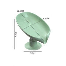Load image into Gallery viewer, Leaf Shape Soap Box Drain Soap Holder Box Bathroom Accessories Toilet Laundry Soap Box Tray Gadgets Soap Holder Leaf-Shape Self Draining Soap Dish Holder Not Punched Easy Clean Bar Soap Holder With Suction Cup Soap Dish Suitable For Bathroom Kitchen