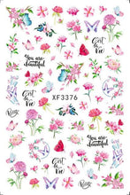 Load image into Gallery viewer, Leaf With Lines Nails Sticker Designer Fruit Nail Art 3D Decals Acrylic Designs Self Adhesive Manicure Slider Stickers Glitter Decals Love Nail Sequins Laser Heart Nail Supplies Sparkle Nail Accessories Star Accessories Heart Nail Art