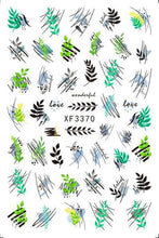 Load image into Gallery viewer, Leaf With Lines Nails Sticker Designer Fruit Nail Art 3D Decals Acrylic Designs Self Adhesive Manicure Slider Stickers Glitter Decals Love Nail Sequins Laser Heart Nail Supplies Sparkle Nail Accessories Star Accessories Heart Nail Art