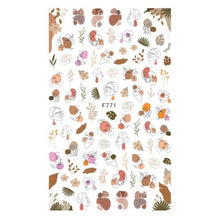 Load image into Gallery viewer, Leaf With Lines Nails Sticker Designer Fruit Nail Art 3D Decals Acrylic Designs Self Adhesive Manicure Slider Stickers Glitter Decals Love Nail Sequins Laser Heart Nail Supplies Sparkle Nail Accessories Star Accessories Heart Nail Art