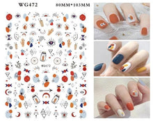 Load image into Gallery viewer, Leaf With Lines Nails Sticker Designer Fruit Nail Art 3D Decals Acrylic Designs Self Adhesive Manicure Slider Stickers Glitter Decals Love Nail Sequins Laser Heart Nail Supplies Sparkle Nail Accessories Star Accessories Heart Nail Art