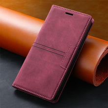 Load image into Gallery viewer, Leather Case Folding Flip Case with Kickstand Credit Card Slot Magnetic Closure Protective Case for iPhone Leather Case For iPhone 14 13 12 11 Pro Mini Flip Case Cover