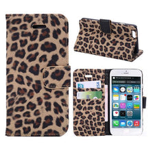 Load image into Gallery viewer, Leather Case For iPhone 11 12 13 14 Pro Max Mini XR XS Max X 8 7 Plus Leopard Flip Case Cover For iPhone Wallet Case Compatible with iPhone with Adjustable Stand and 2 Card Holders Shock Protection Lightweight Phone Case