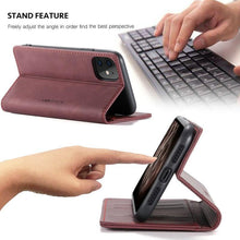Load image into Gallery viewer, Leather Case For iPhone 14 13 11 12 Mini Pro XS XR Max Luxury Magnetic Flip Phone Case For iPhone Business Classic Wallet Cover Leather Magnetic Flip Back Stand Case/Cover