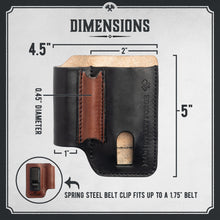 Load image into Gallery viewer, Leather EDC Pouch - Belt clip Multitool, Flashlight & Pen Sheath