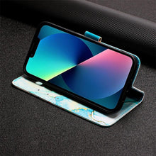 Load image into Gallery viewer, Leather Flip Phone Case For iPhone 14 13 12 Mini 11 Pro XS Max Cute Card Slot Wallet Cover Marble Pattern PU Leather Shockproof Flip Wallet Case with Stand Magnetic Money Pouch Silicone Bumper Phone Case