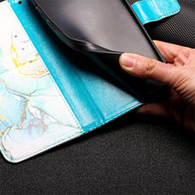 Load image into Gallery viewer, Leather Flip Phone Case For iPhone 14 13 12 Mini 11 Pro XS Max Cute Card Slot Wallet Cover Marble Pattern PU Leather Shockproof Flip Wallet Case with Stand Magnetic Money Pouch Silicone Bumper Phone Case