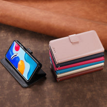 Load image into Gallery viewer, Leather Flip Wallet Case For Xiaomi Redmi Note 11 10 9 8 7 6 5 Pro 4X 8T 9T 9A 9C 6A 8A 7A POCO M3 X3 NFC Mi 10 11 Protect Cover Premium Faux Leather Wallet Case Flip Cover For Redmi