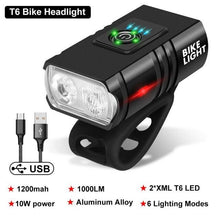 Load image into Gallery viewer, LED Bicycle Light Front USB Rechargeable 1000 Lumen Bike Front Lamp Mountain Bicycle Headlight Adjustable Lightness And Flashlight With Waterproof IPX5 And Large Capacity Battery