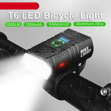 Load image into Gallery viewer, LED Bicycle Light Front USB Rechargeable 1000 Lumen Bike Front Lamp Mountain Bicycle Headlight Adjustable Lightness And Flashlight With Waterproof IPX5 And Large Capacity Battery