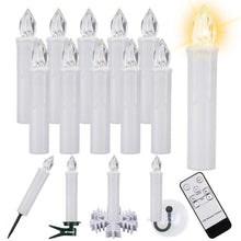 Load image into Gallery viewer, LED Candles Light Flameless Remote Control For Home Dinner Party Christmas Tree Candle LED Flameless Taper Candles Flickering with Remote Timer Battery Operated Waterproof Christmas Tree Candles Warm White Window Candles Decoration Lamp Light New Years