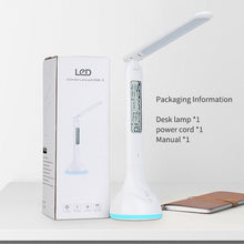 Load image into Gallery viewer, LED Desk Lamp Foldable Dimmable Touch Rechargeable Table Lamp with Calendar Temperature Alarm Clock Decorative Table Lamp Cute Study Lamps for Bedroom Décor