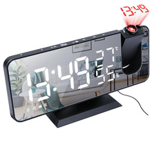 Load image into Gallery viewer, LED Digital Alarm Clock Projection Clock Radios Loud Ceiling Alarm Clock for Heavy Sleepers Snooze Dual Clock Bedside Dimmer with USB Charger Digital LED Clock FM Radio Table Electronic Desktop Clocks USB Wake Up FM Radio Time Projector Snooze Function