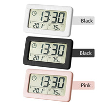 Load image into Gallery viewer, LED Digital Clock Digital Alarm Clock Battery Operated Small Desk Clocks with Smart Night Light Date Indoor Temperature LCD Electronic Clock for Bedroom Electronic Digital Screen Desktop Clock for Home Office Backlight Snooze Desk Clocks