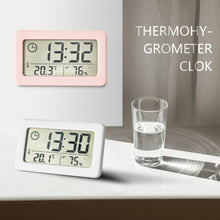 Load image into Gallery viewer, LED Digital Clock Digital Alarm Clock Battery Operated Small Desk Clocks with Smart Night Light Date Indoor Temperature LCD Electronic Clock for Bedroom Electronic Digital Screen Desktop Clock for Home Office Backlight Snooze Desk Clocks
