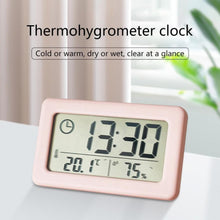 Load image into Gallery viewer, LED Digital Clock Digital Alarm Clock Battery Operated Small Desk Clocks with Smart Night Light Date Indoor Temperature LCD Electronic Clock for Bedroom Electronic Digital Screen Desktop Clock for Home Office Backlight Snooze Desk Clocks