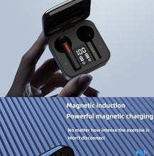 Load image into Gallery viewer, LED Display Bluetooth 5.0 Wireless Headphone Magnetic 9D Stereo Sound Earbud Sports Easy Pairing Earphone With Microphone Bluetooth In Ear Built-in Mic Headset For Sport Black Headphones Wireless Light Weight Design