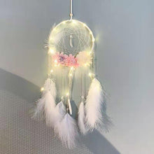 Load image into Gallery viewer, LED Dream Catcher Lamp Flying Wind Chimes Lighting Dream-catcher Handmade Ornaments Traditional Gifts Feather Pendant Romantic Creative Wall Hanging Home Wall Decoration Ornament Craft Native American Style