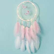 Load image into Gallery viewer, LED Dream Catcher Lamp Flying Wind Chimes Lighting Dream-catcher Handmade Ornaments Traditional Gifts Feather Pendant Romantic Creative Wall Hanging Home Wall Decoration Ornament Craft Native American Style