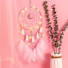 Load image into Gallery viewer, LED Dream Catcher Lamp Flying Wind Chimes Lighting Dream-catcher Handmade Ornaments Traditional Gifts Feather Pendant Romantic Creative Wall Hanging Home Wall Decoration Ornament Craft Native American Style