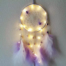 Load image into Gallery viewer, LED Dream Catcher Lamp Flying Wind Chimes Lighting Dream-catcher Handmade Ornaments Traditional Gifts Feather Pendant Romantic Creative Wall Hanging Home Wall Decoration Ornament Craft Native American Style