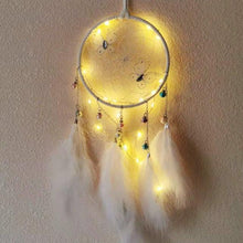Load image into Gallery viewer, LED Dream Catcher Lamp Flying Wind Chimes Lighting Dream-catcher Handmade Ornaments Traditional Gifts Feather Pendant Romantic Creative Wall Hanging Home Wall Decoration Ornament Craft Native American Style