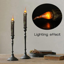 Load image into Gallery viewer, LED Flameless Wax Candle Battery Operated Taper Pillar Candle LED Plastic Candles For Restaurants Hotels Museums Black Flameless Candles Real Wax Flickering LED Pillar Candles