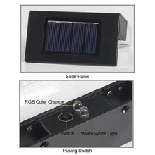 Load image into Gallery viewer, LED Solar Fence Light Outdoor Courtyard Home Garden Decoration Light RGB Waterproof Plywood Lights Decorative Table Lamp Cute Study Lamps for Bedroom Décor