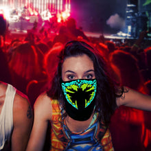 Load image into Gallery viewer, LED Warm Headgear ED Face Mask Party Masks Light Up Dance Halloween Cosplay Easter Rave Mask Luminous Costume Washable Foldable Luminous Cool Party Mask Activated Light Up Mask Led Music Party Mask Led Music Mask for Festival Party