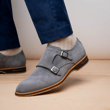 Load image into Gallery viewer, 56-105-GRY LEGERRA Sueded Goatskin Monkstrap Grey
