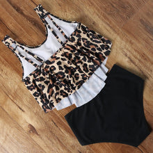 Load image into Gallery viewer, Leopard Bikini High Waist Bikini Animal Print Floral Swimsuit Ruffle Swimsuit Plus Size Swimwear Women Swimsuits for Women Two Piece Bathing Suits Ruffle Tops With High Waist Bottoms Bikini Sets For Teen Girls