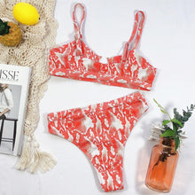 Load image into Gallery viewer, Leopard Bikinis Bikini Swimming Women's Bathing Suits Push Up Swimsuit Women's Padded Underwire Bikini Wire Push Up Bathing Suit Leopard Printed High Cut Vintage Swimsuit