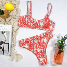 Load image into Gallery viewer, Leopard Bikinis Bikini Swimming Women's Bathing Suits Push Up Swimsuit Women's Padded Underwire Bikini Wire Push Up Bathing Suit Leopard Printed High Cut Vintage Swimsuit