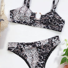 Load image into Gallery viewer, Leopard Bikinis Bikini Swimming Women's Bathing Suits Push Up Swimsuit Women's Padded Underwire Bikini Wire Push Up Bathing Suit Leopard Printed High Cut Vintage Swimsuit
