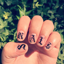Load image into Gallery viewer, Letter 3D Decals Nail Art Stickers English Old Font Black Number Tattoo Nails Design Water Sliders Manicure Decoration 3D Nail Supplies Holographic Old English Character Nail Self-Adhesive Sticker English Font Design Manicure Decorations Accessories
