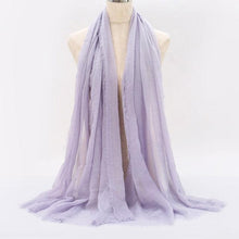 Load image into Gallery viewer, Light Soft Fashion Solid Scarf Crinkle Cotton Linen Wrap Shawl Hijab Muslim Woman Shawls Turban Islamic Clothing Head Wrap For Women
