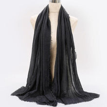 Load image into Gallery viewer, Light Soft Fashion Solid Scarf Crinkle Cotton Linen Wrap Shawl Hijab Muslim Woman Shawls Turban Islamic Clothing Head Wrap For Women